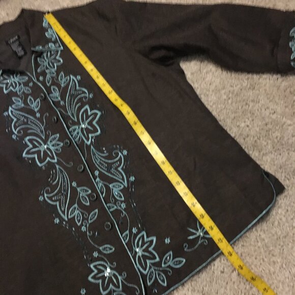 Vintage Fusion 100% Silk Floral Embroidered & Sequined Dress Jacket - Picture 15 of 16